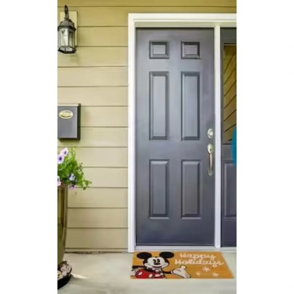 DISNEY Mickey Mouse Happy Holidays Large Coir Door Mat 20 x 34 NEW NWT